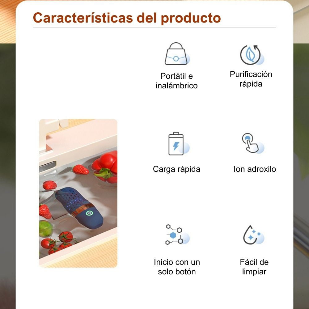 Esterilizador de Iones | Para Frutas y Verduras | Desinfectante Portátil