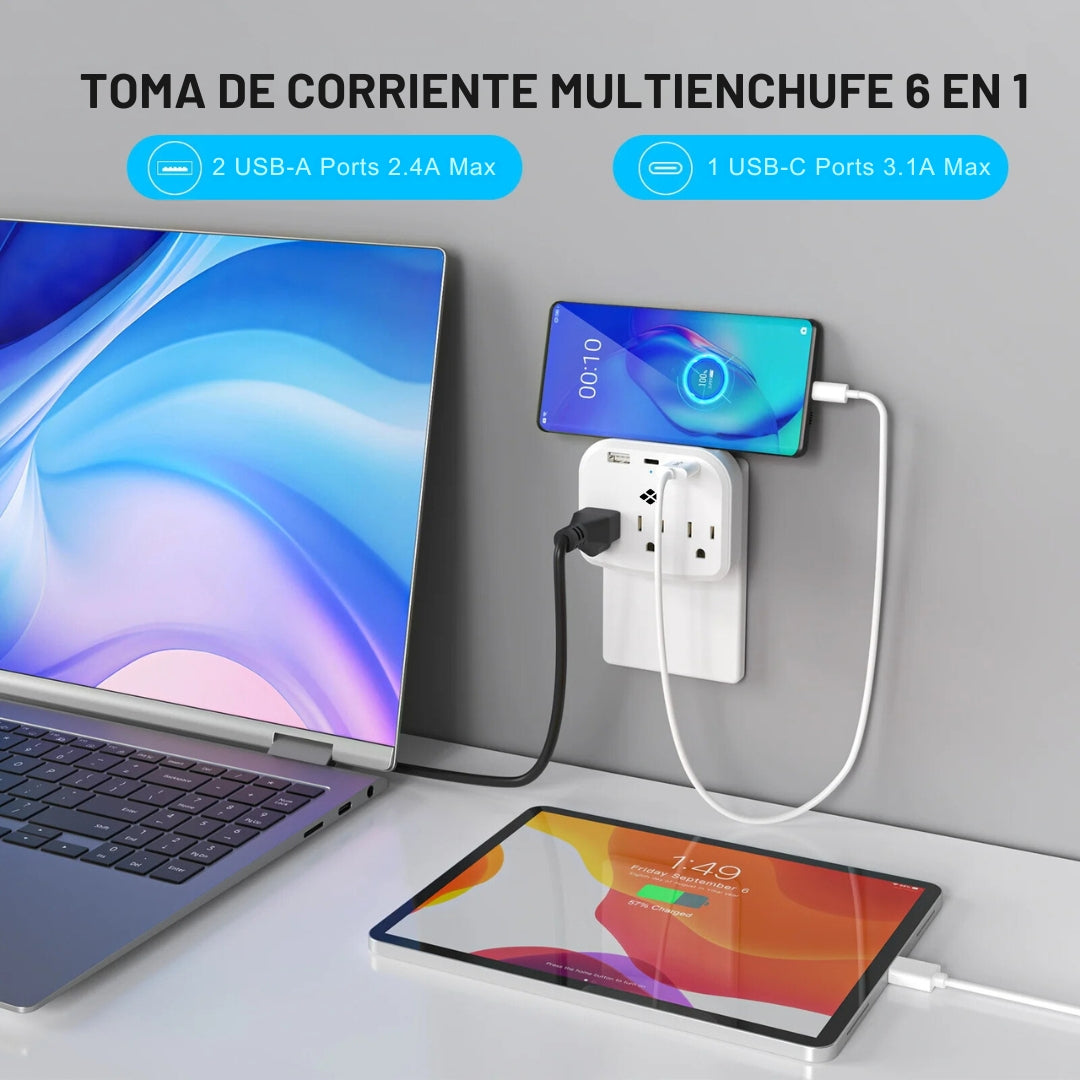 Multicontacto de Pared | 6 Tomas de Corriente