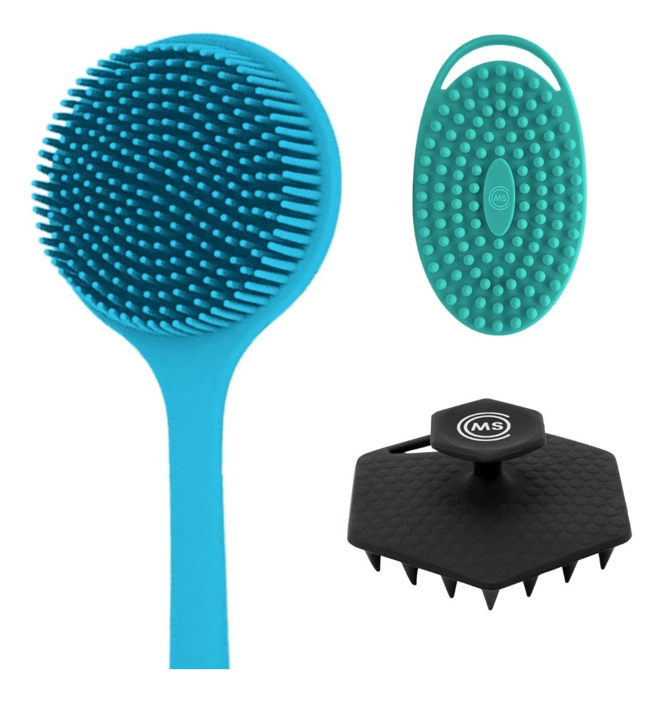 Kit de Cepillos para Ducha | 3 Piezas | Silicona Antideslizante