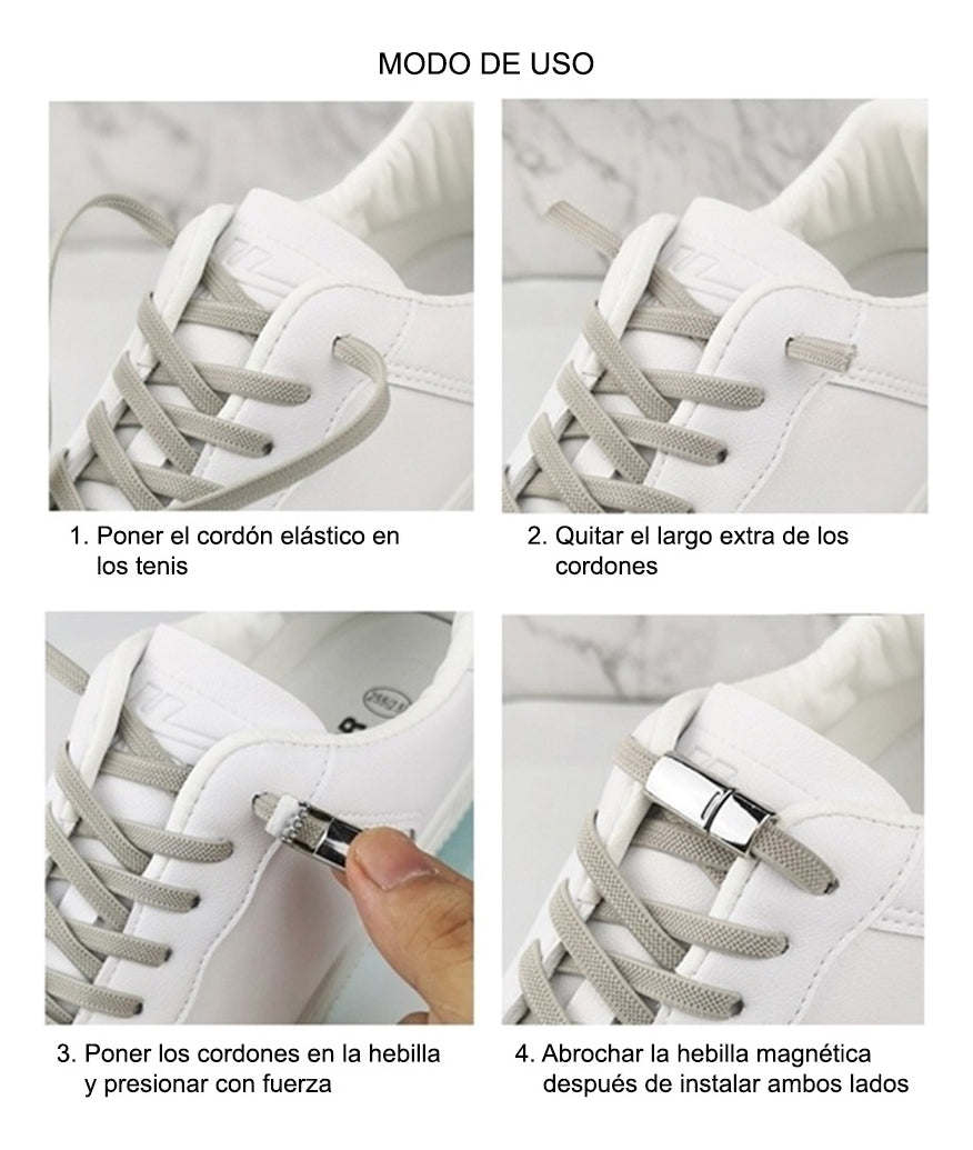 Agujetas Elásticas con Broche de Metal | Para Calzado | 2 Pares