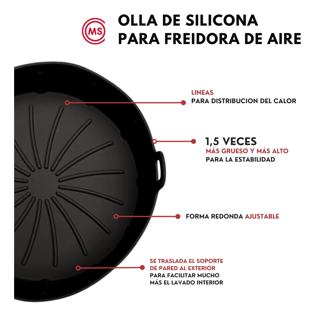 Cesta Reutilizable para Freidora de Aire | Silicona + Pinzas