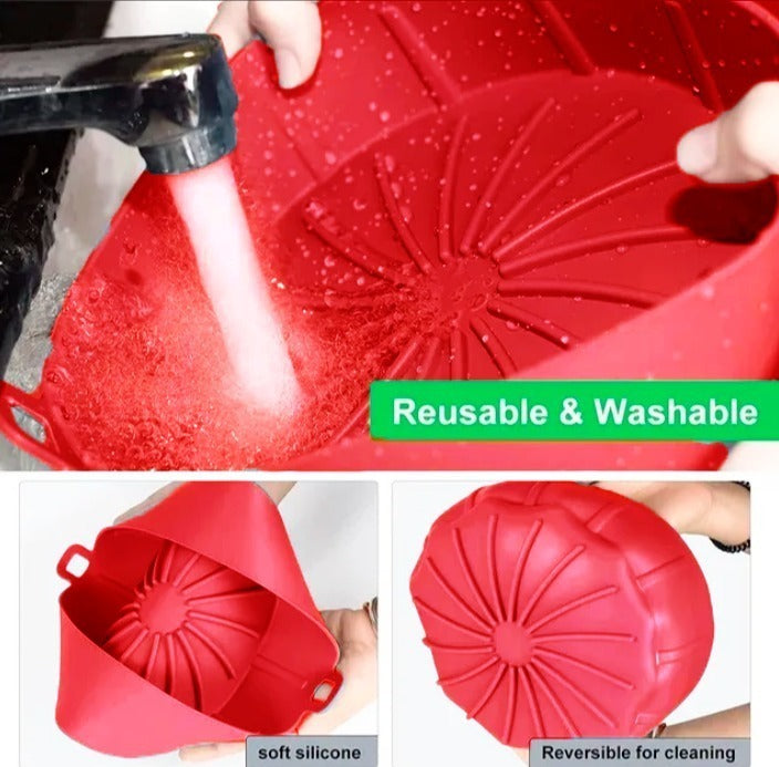 Cesta Reutilizable para Freidora de Aire | Silicona + Pinzas