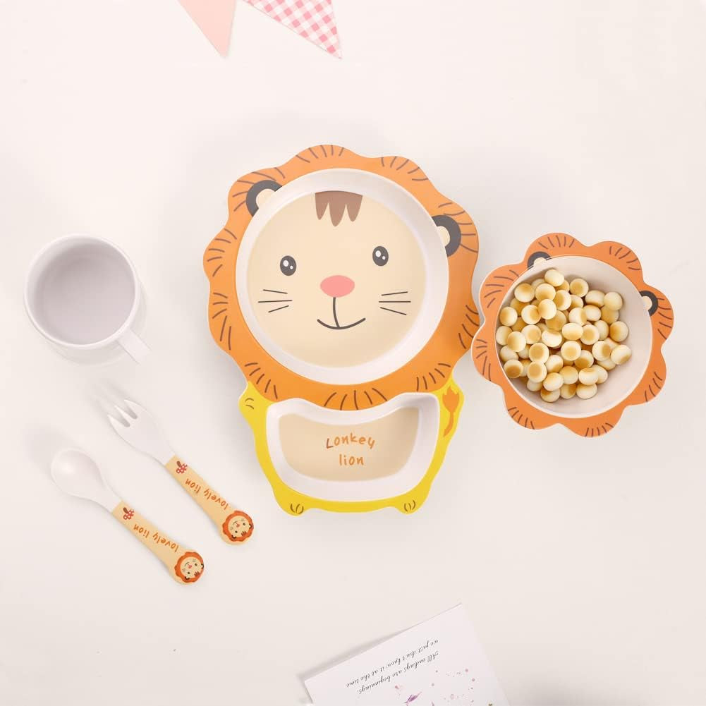 Set De Vajilla 5 Piezas De Fibra De Bambú Para Niños