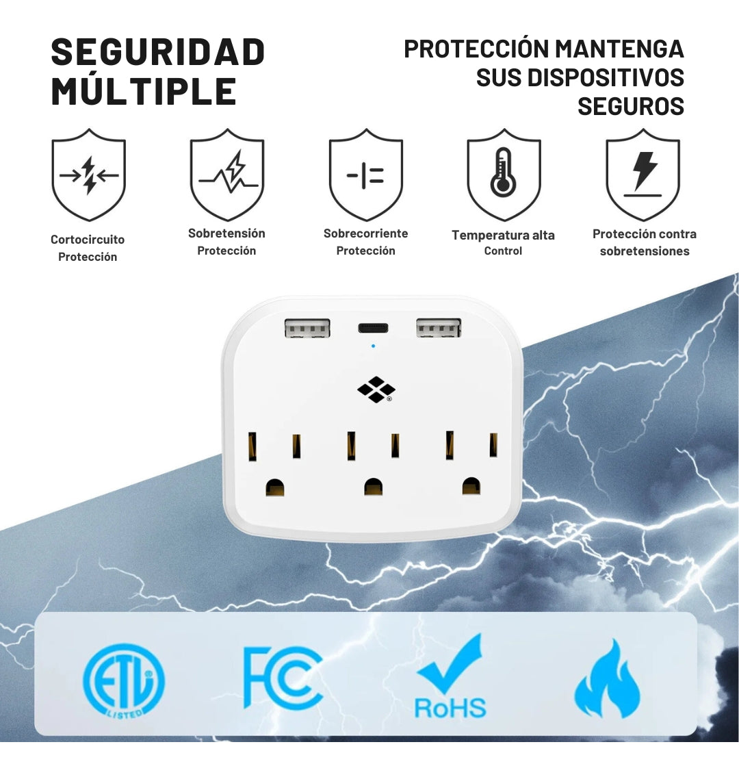Multicontacto de Pared | 6 Tomas de Corriente