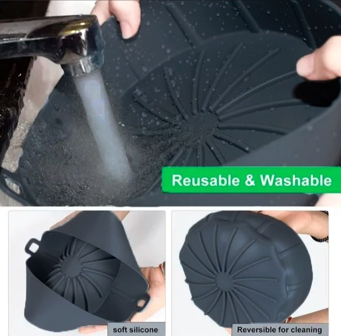 Cesta Reutilizable para Freidora de Aire | Silicona + Pinzas