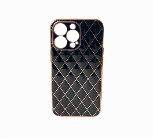 Funda iPhone 13 Pro | Galvaniplastia Blanca | Diseño Geométrico Deluxe