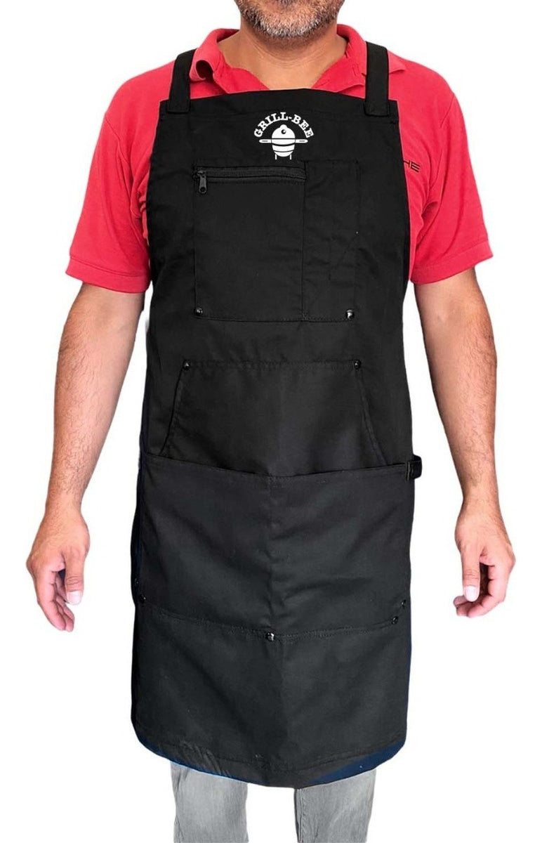Mandil Parrillero Profesional | Lona Grill Bee | Color Negro