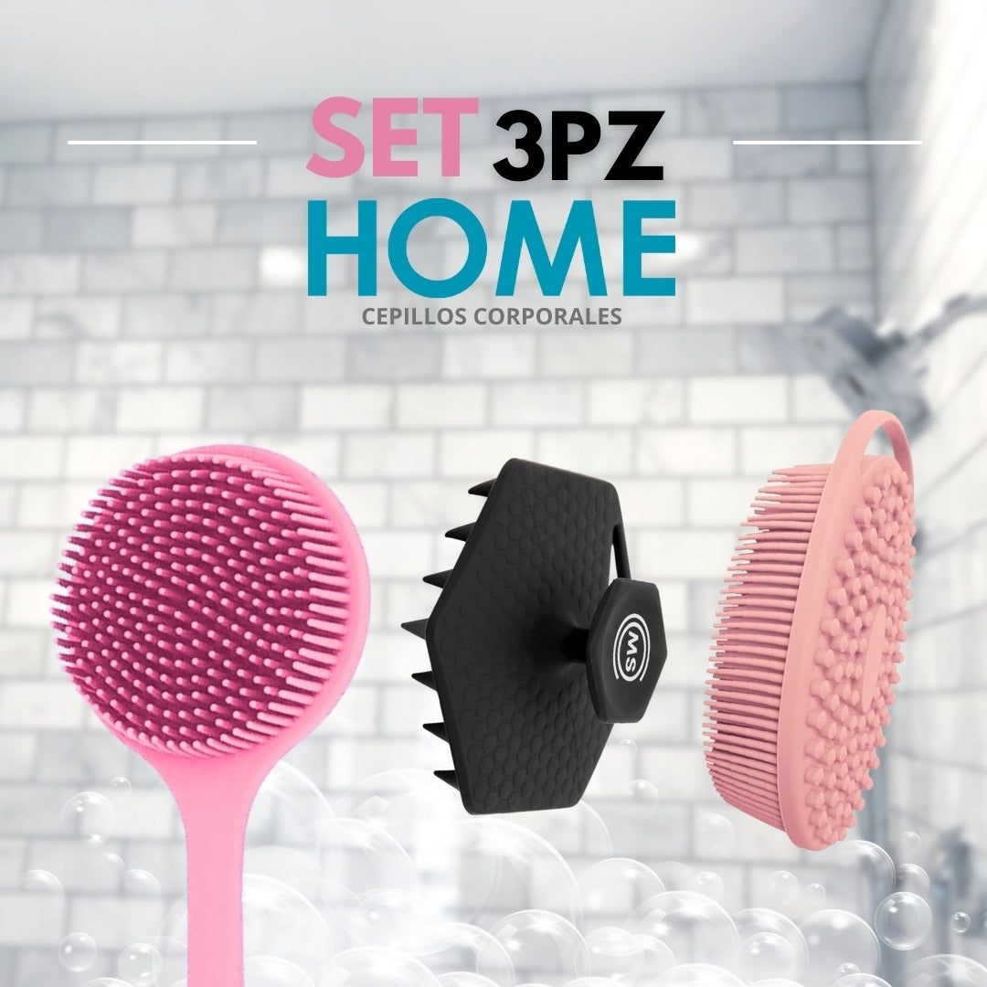 Kit de Cepillos para Ducha | 3 Piezas | Silicona Antideslizante