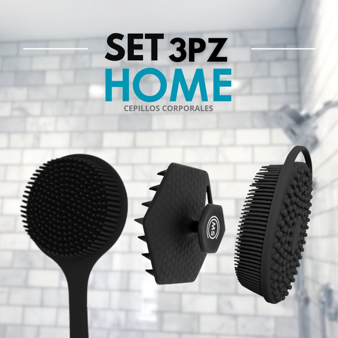 Kit de Cepillos para Ducha | 3 Piezas | Silicona Antideslizante