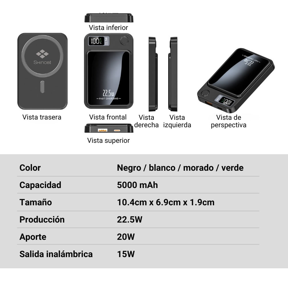 Cargador Inalámbrico Magsafe | 5000 mAh | LED 20W | iPhone