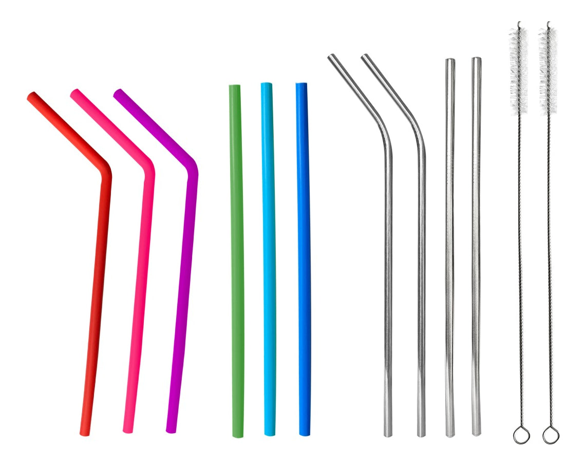 Kit de Popotes Reutilizables | Silicona y Acero Inoxidable