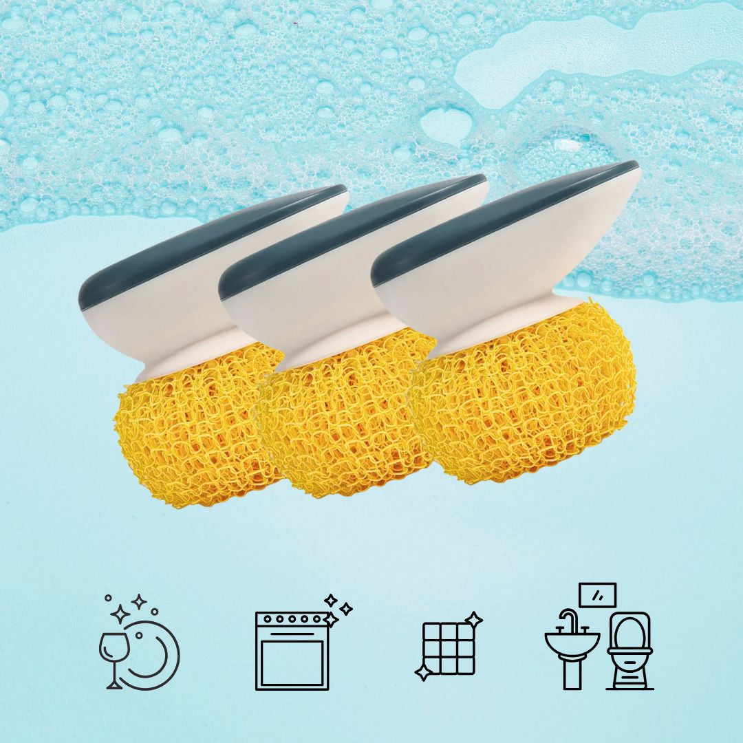 Cepillo de Cocina 3 Piezas | Nano Fibra | Mango Desmontable