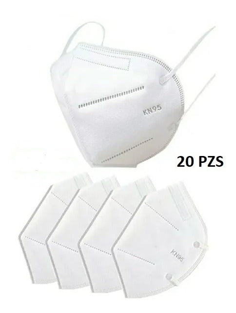 Cubrebocas KN95 Certificado | 5 Capas | 20 Piezas | Blanco