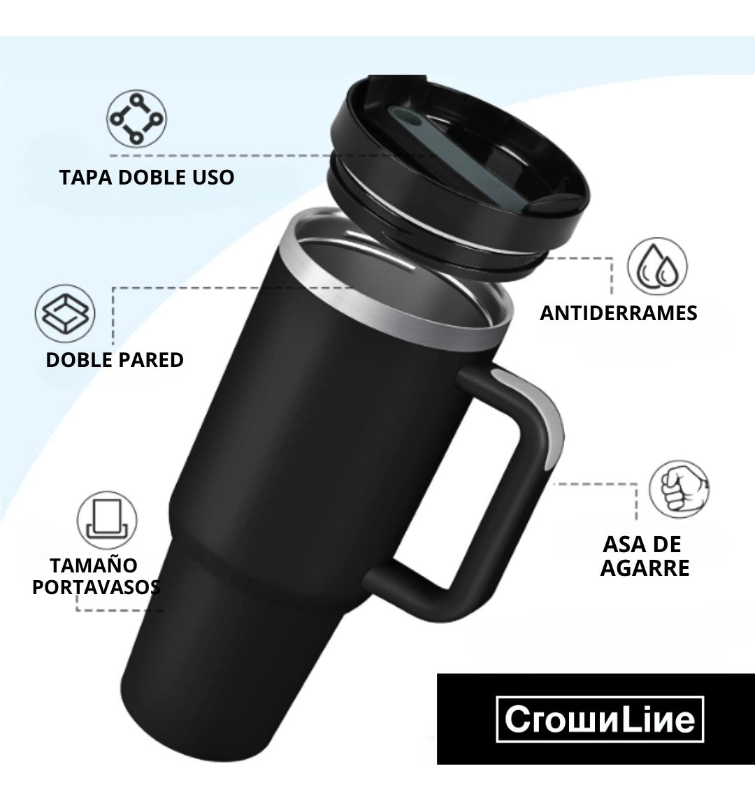 Termo 40 oz | Crownline | Acero Inoxidable con Popote
