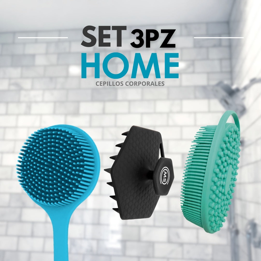 Kit de Cepillos para Ducha | 3 Piezas | Silicona Antideslizante