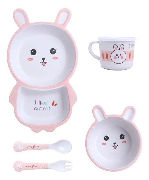 Set De Vajilla 5 Piezas De Fibra De Bambú Para Niños