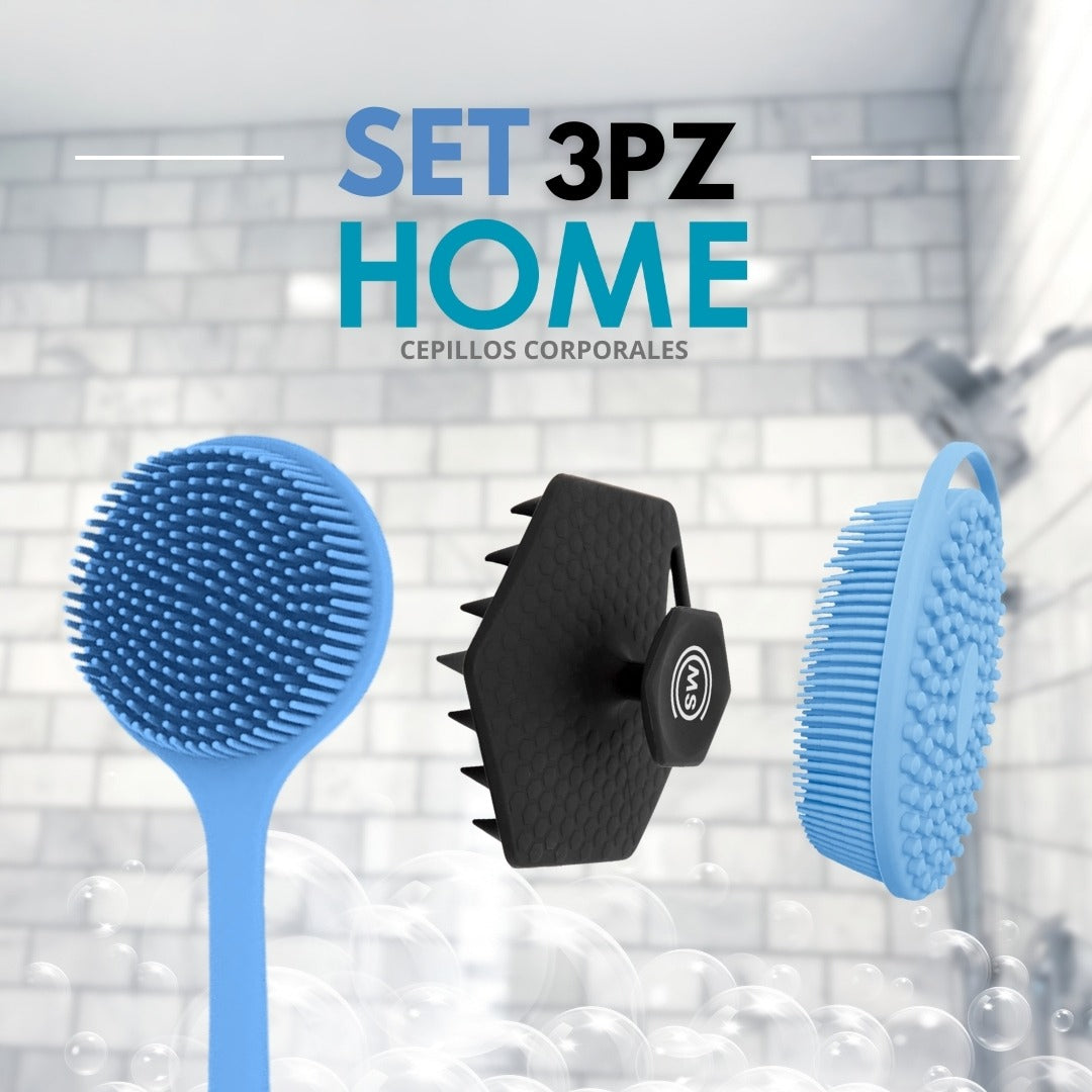 Kit de Cepillos para Ducha | 3 Piezas | Silicona Antideslizante