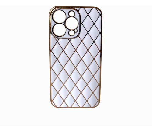 Funda iPhone 13 Pro | Galvaniplastia Blanca | Diseño Geométrico Deluxe