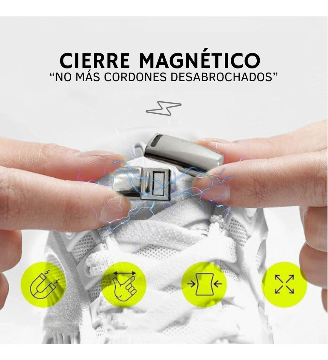 Agujetas Elásticas con Broche de Metal | Para Calzado | 2 Pares