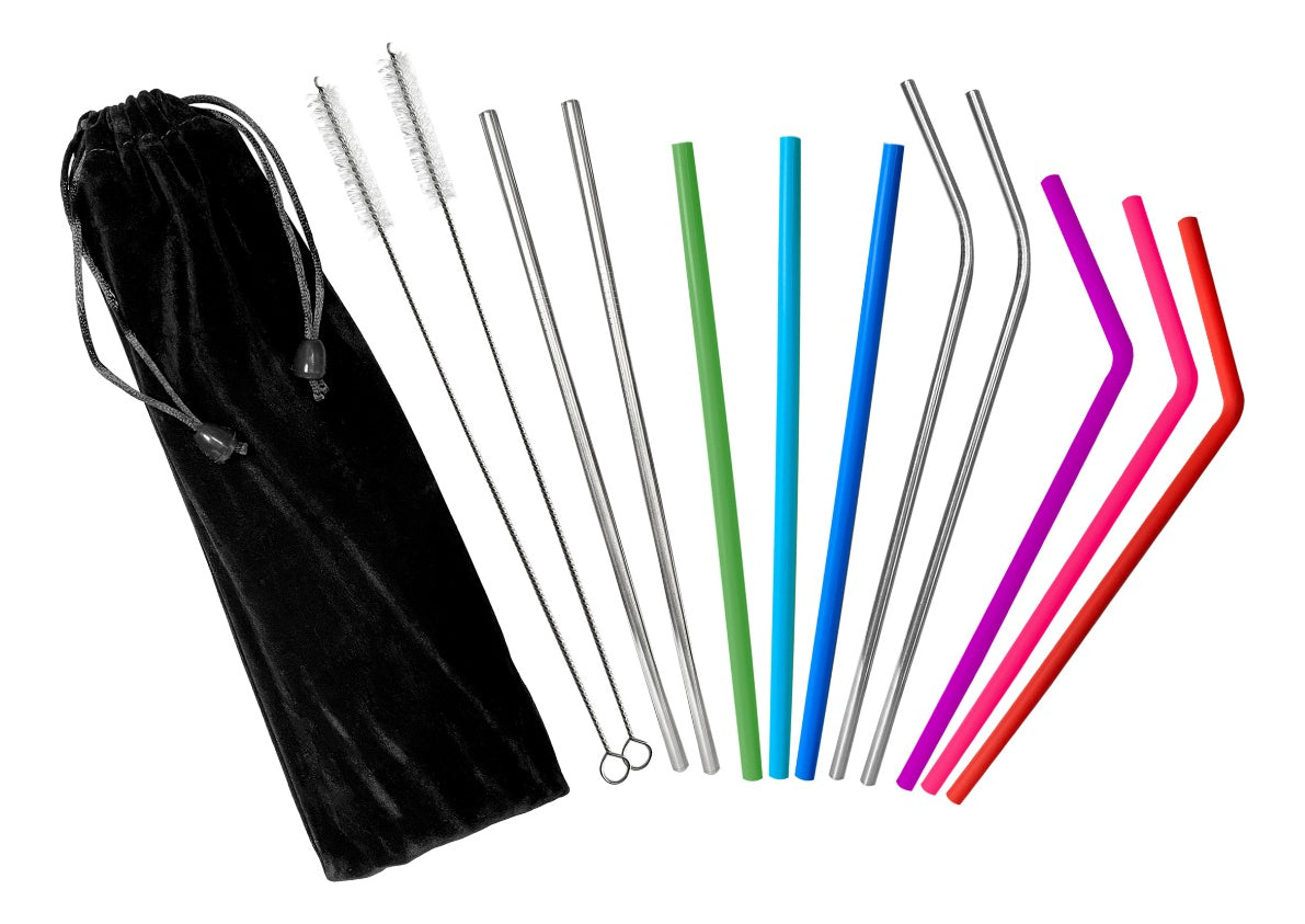 Kit de Popotes Reutilizables | Silicona y Acero Inoxidable