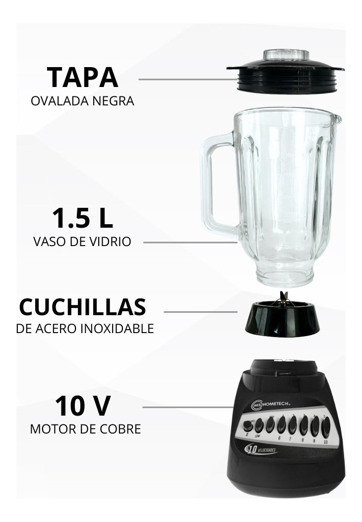 Licuadora 10 Velocidades | Hometech HT 103L | Vaso Grande
