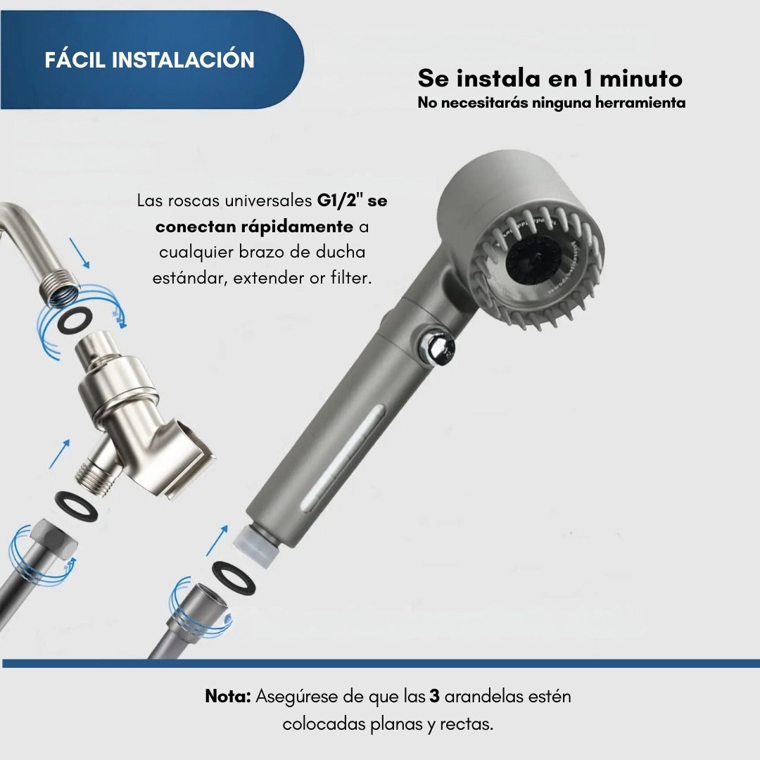Regadera Tipo Telefono Ducha Ajustable Filtro Antisarro