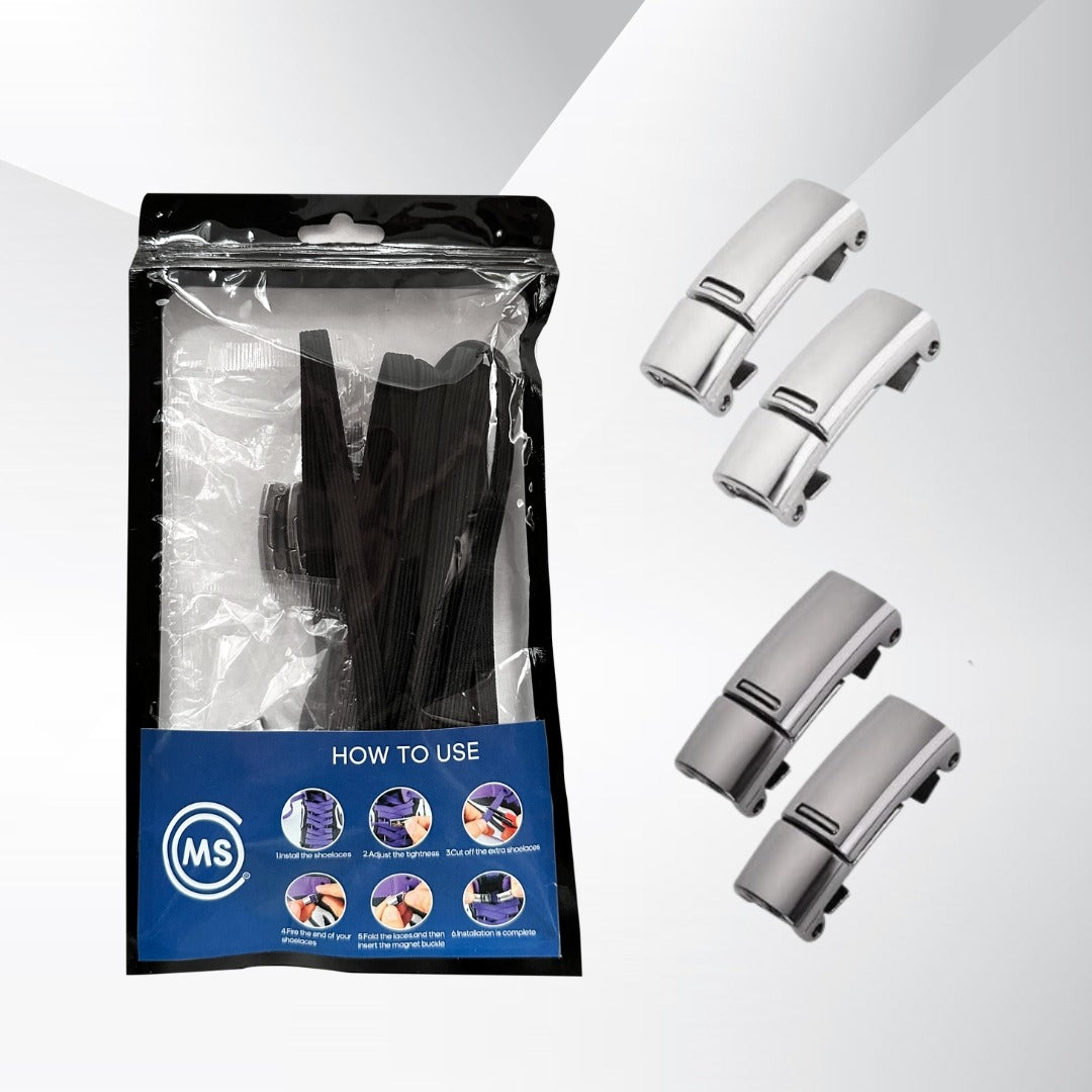 Agujetas Elásticas con Broche de Metal | Para Calzado | 2 Pares