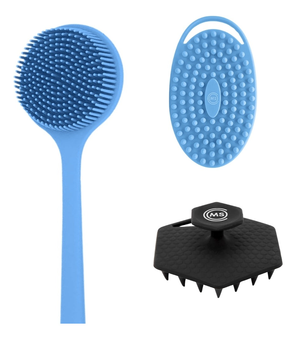 Kit de Cepillos para Ducha | 3 Piezas | Silicona Antideslizante