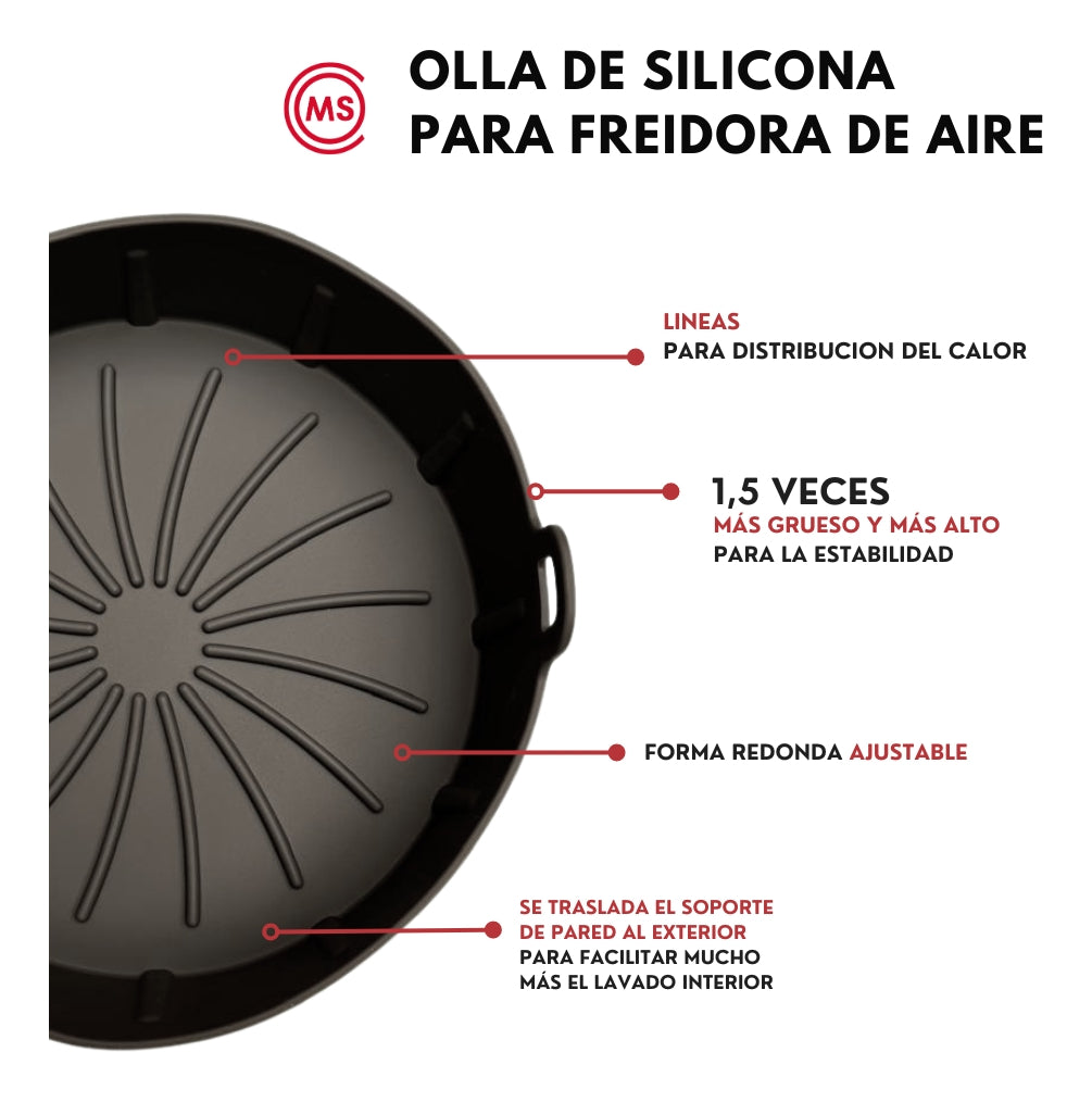 Cesta Reutilizable para Freidora de Aire | Silicona + Pinzas