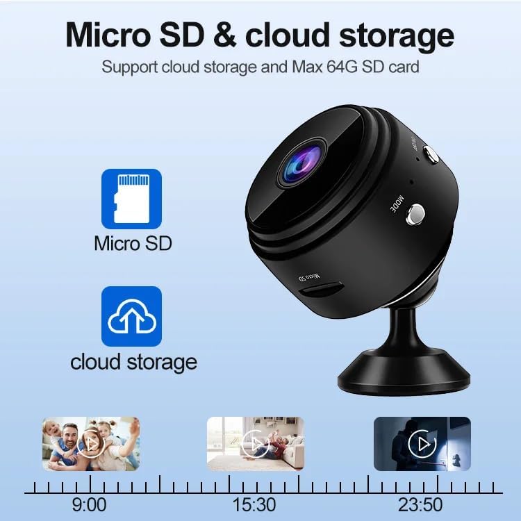 Paquete de 2 Cámaras de Seguridad Shinobi WiFi Mini 1080P HD – Detección de Movimiento, Visión Nocturna– Cámara Espía Inalámbrica Interior/Exterior con Batería Recargable y Control por App
