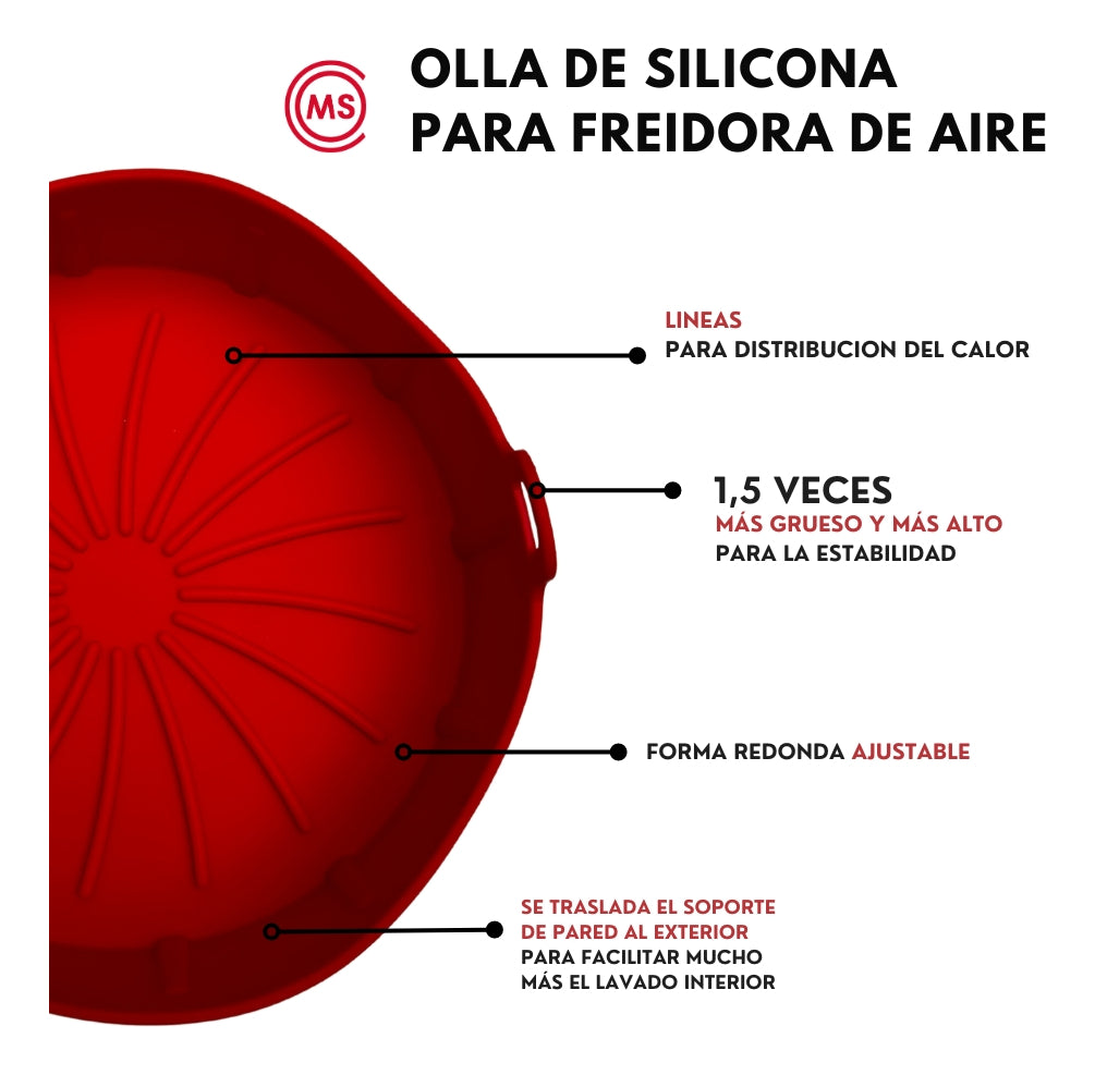 Cesta Reutilizable para Freidora de Aire | Silicona + Pinzas