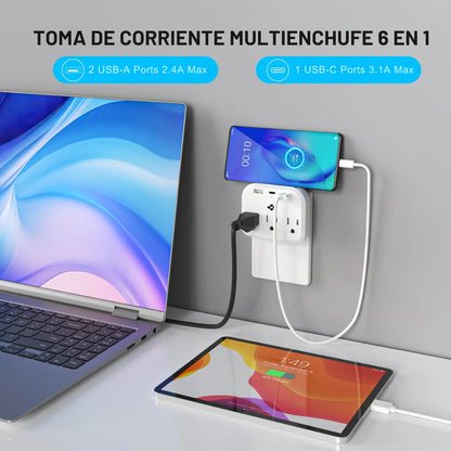 Multicontacto de Pared | 6 Tomas de Corriente