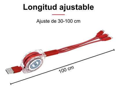 Cable USB Ajustable | 3 en 1 | Carga Múltiple | 2 Piezas