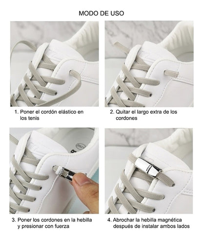 Agujetas Elásticas con Broche de Metal | Para Calzado | 2 Pares