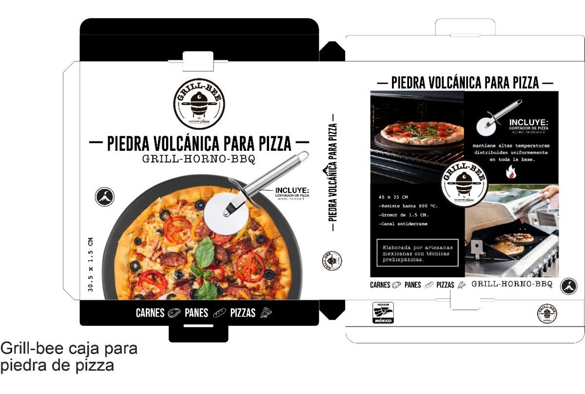 Comal de Piedra Volcánica | Para Pizza | Incluye Cortador de Acero
