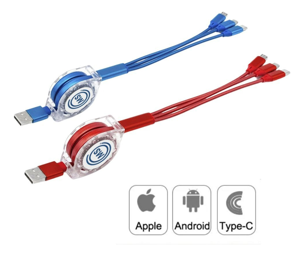 Cable USB Ajustable | 3 en 1 | Carga Múltiple | 2 Piezas