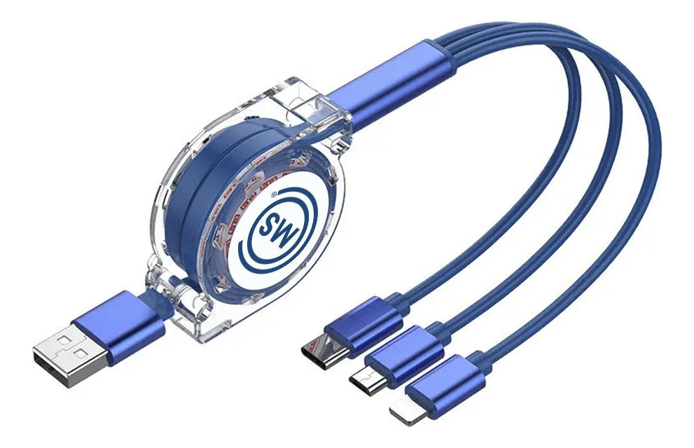 Cable USB Ajustable | 3 en 1 | Carga Múltiple | 2 Piezas