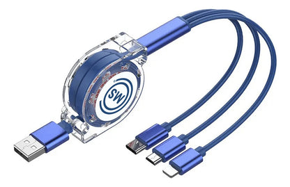 Cable USB Ajustable | 3 en 1 | Carga Múltiple | 2 Piezas