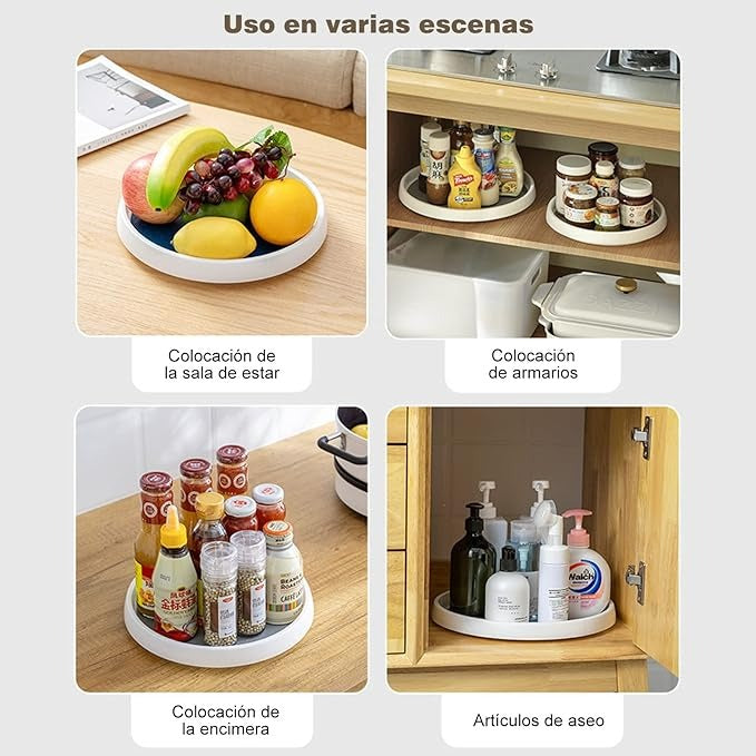 Bandeja Organizadora Multiusos | Giratoria | 2 Piezas Antideslizantes