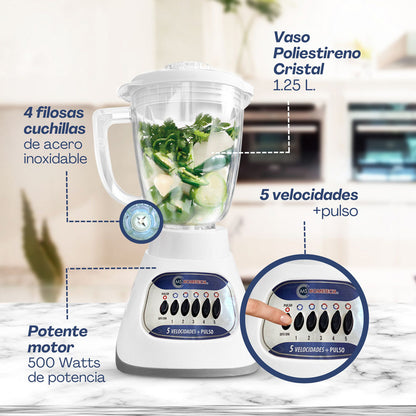Licuadora HT MX12 | Vaso Poliestireno Cristal | 5 Velocidades