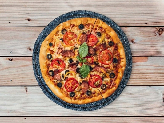 Comal de Piedra Volcánica | Para Pizza | Incluye Cortador de Acero