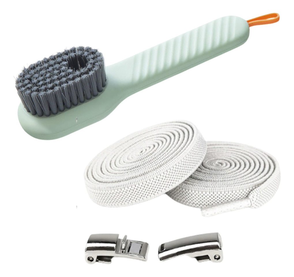 Kit para Lavar Tenis | Cepillo + Agujetas Elásticas