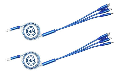 Cable USB Ajustable | 3 en 1 | Carga Múltiple | 2 Piezas