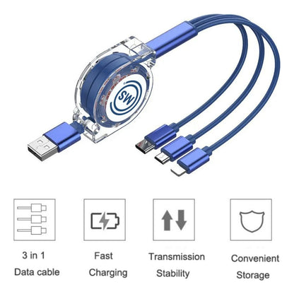 Cable USB Ajustable | 3 en 1 | Carga Múltiple | 2 Piezas