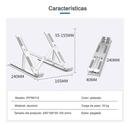 Base para Laptop | Soporte Plegable de Aluminio | Antideslizante
