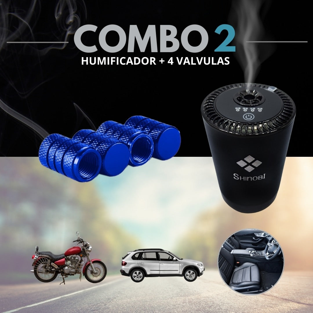 Combo Auto | Humidificador + Tapas para Válvulas | Aluminio
