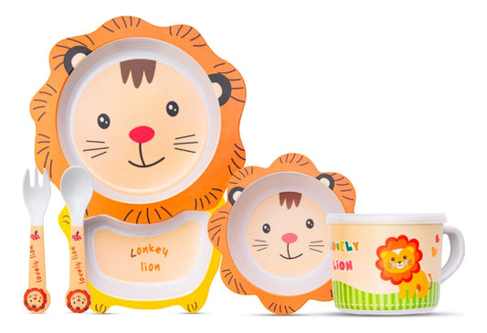 Set De Vajilla 5 Piezas De Fibra De Bambú Para Niños
