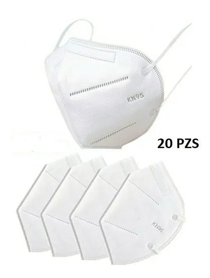 Cubrebocas KN95 Certificado | 5 Capas | 20 Piezas | Blanco