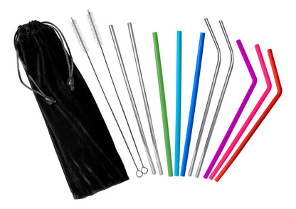 Kit de Popotes Reutilizables | Silicona y Acero Inoxidable