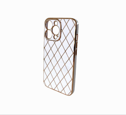 Funda iPhone 13 Pro | Galvaniplastia Blanca | Diseño Geométrico Deluxe